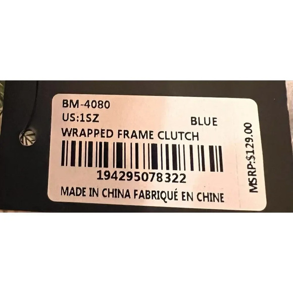 NWT Badgley Mischka Vegan Leather Wrapped Frame Clutch Women’s Purse Blue - Picture 8 of 8